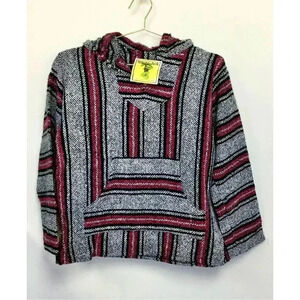 NWT Vintage Iguana Jack Womens Mens Multi-Color Baja Blanket Pullover Hoodie Sma